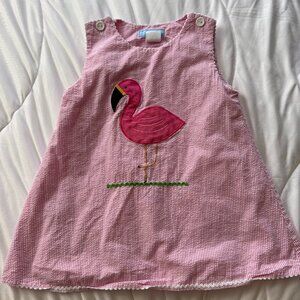 Monday's Child Pink Seersucker Flamingo Toddler Dress